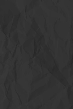 Siyah, buruşuk kağıt arka plan. Posterler ve afişler için buruşturulmuş dikey boş kağıt şablonu. Vektör illüstrasyonu