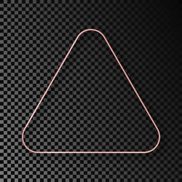 Rose Gold Glowing Rounded Triangle Frame Shadow Isolated Dark Transparent — ストックベクタ