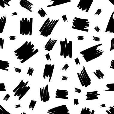 Seamless pattern with black marker scribbles on white background. Vector illustration