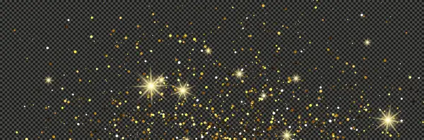 Poussière Scintillante Avec Des Étoiles Sur Fond Gris Transparent Poussière — Image vectorielle