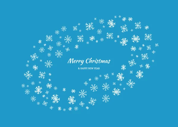 Рождеством Новым Годом Фоне Белыми Снежинками Рождественская Открытка Голубом Фоне — стоковый вектор