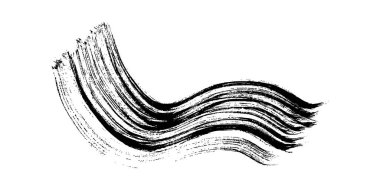 Siyah dalgalı grunge fırça darbesi. Boyalı mürekkep şeridi. Mürekkep lekesi beyaz arkaplanda izole edilmiş. Vektör illüstrasyonu