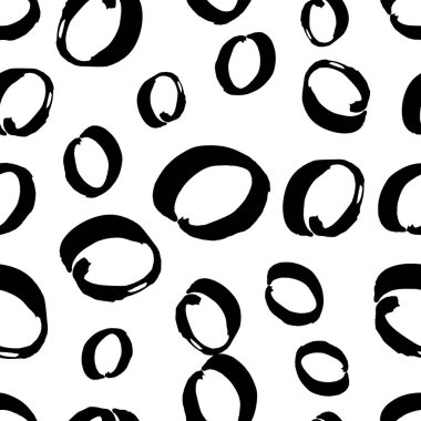 Kusursuz desenli, el çizimi, beyaz zemin üzerine çizilmiş karalama çemberleri. Soyut grunge dokusu. Vektör illüstrasyonu