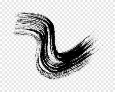 Siyah dalgalı grunge fırça darbesi. Boyalı mürekkep şeridi. Mürekkep lekesi şeffaf arkaplanda izole edilmiş. Vektör illüstrasyonu