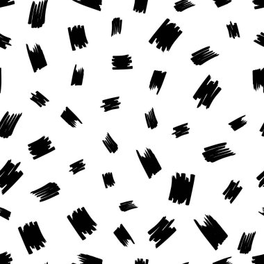 Seamless pattern with black marker scribbles on white background. Vector illustration