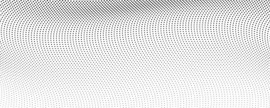 Yarım tonluk tek renkli arkaplan ve akışkan noktalar. Siyah beyaz soyut dalga dokusu. Vektör illüstrasyonu