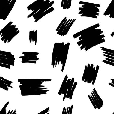 Seamless pattern with black marker scribbles on white background. Vector illustration