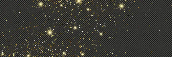 Gold Glittering Dust Stars Gray Transparent Background Dust Gold Glitter — Stock Vector