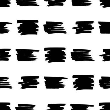 Seamless pattern with black marker scribbles on white background. Vector illustration
