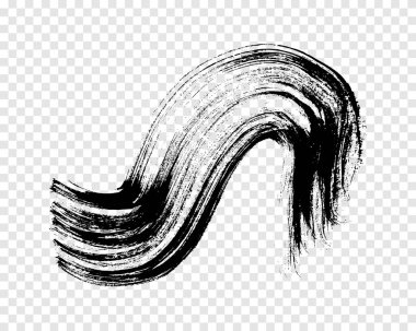 Siyah dalgalı grunge fırça darbesi. Boyalı mürekkep şeridi. Mürekkep lekesi şeffaf arkaplanda izole edilmiş. Vektör illüstrasyonu
