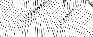 Yarım tonluk tek renkli arkaplan ve akışkan noktalar. Siyah beyaz soyut dalga dokusu. Vektör illüstrasyonu