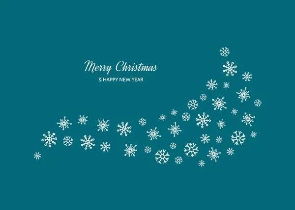 Merry Christmas Happy New Year Backdrop White Snowflakes Holidays Background — Stock Vector