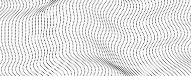 Yarım tonluk tek renkli arkaplan ve akışkan noktalar. Siyah beyaz soyut dalga dokusu. Vektör illüstrasyonu