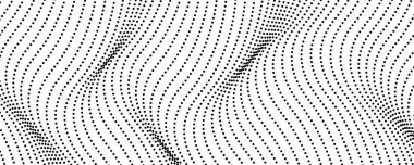 Yarım tonluk tek renkli arkaplan ve akışkan noktalar. Siyah beyaz soyut dalga dokusu. Vektör illüstrasyonu