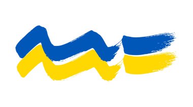 Grunge tarzında Ukrayna ulusal bayrağı. Ukrayna 'nın fırça darbesi bayrağıyla boyanmış. Vektör illüstrasyonu