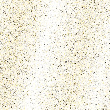 Beyaz arka planda altın parıldayan toz. Altın parıltısı efektiyle toz ve metin için boş alan. Vektör illüstrasyonu