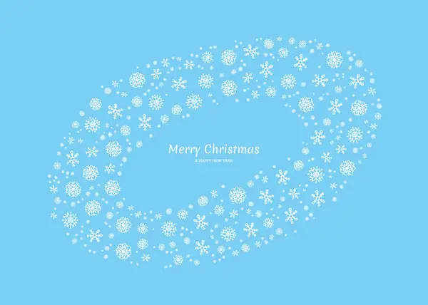 Рождеством Новым Годом Фоне Белыми Снежинками Рождественская Открытка Голубом Фоне — стоковый вектор