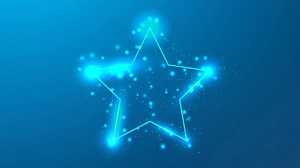 Cadre Néon Forme Étoile Avec Des Effets Brillants Scintille Sur — Image vectorielle