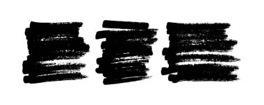 Siyah kalemle karala. Üç karalama stili çeşitli karalamalar. Siyah el, beyaz arkaplanda tasarım elementleri çizdi. Vektör illüstrasyonu