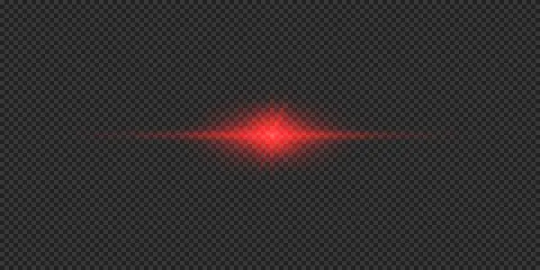 Světelný Efekt Záblesků Objektivu Červený Vodorovně Zářící Světelný Třeskající Efekt — Stockový vektor