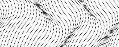 Yarım tonluk tek renkli arkaplan ve akışkan noktalar. Siyah beyaz soyut dalga dokusu. Vektör illüstrasyonu