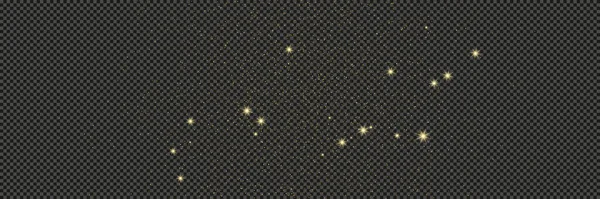 Goldglitzernder Staub Mit Sternen Auf Grauem Transparentem Hintergrund Staub Mit — Stockvektor