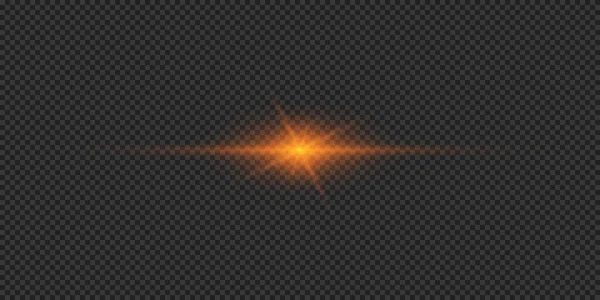 Lichteffekt Von Linsenraketen Orangefarbenes Horizontal Leuchtendes Licht Starburst Effekt Mit — Stockvektor