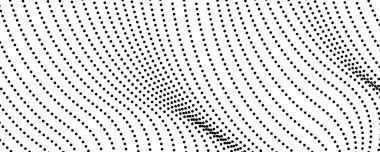 Yarım tonluk tek renkli arkaplan ve akışkan noktalar. Siyah beyaz soyut dalga dokusu. Vektör illüstrasyonu
