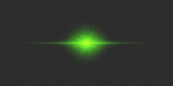Light Effect Lens Flares Green Horizontal Glowing Light Starburst Effect — Stock Vector