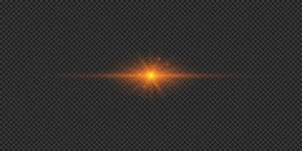 Licht Effect Van Lens Fakkels Oranje Horizontaal Gloeiend Licht Starburst — Stockvector