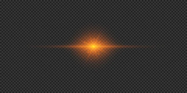 Světelný Efekt Záblesků Objektivu Oranžový Horizontálně Zářící Světelný Třeskající Efekt — Stockový vektor
