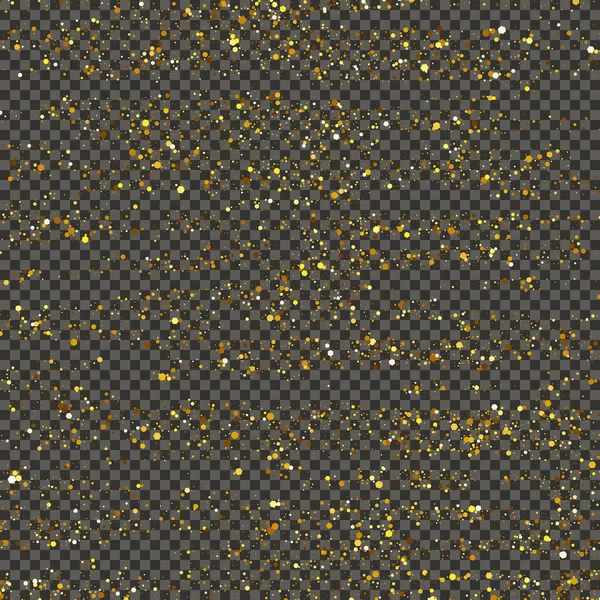 Gold Glittering Dust Gray Transparent Background Dust Gold Glitter Effect — Stockvector