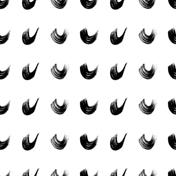Seamless Pattern Black Wavy Grunge Brush Strokes Abstract Shapes White — ストックベクタ