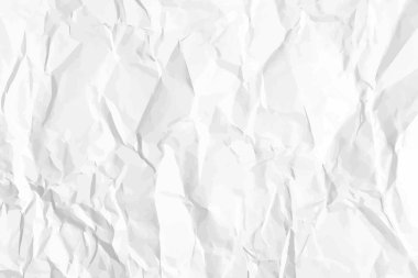 Beyaz, buruşuk kağıt arka plan. Posterler ve afişler için yatay olarak buruşmuş boş kağıt şablonu. Vektör illüstrasyonu