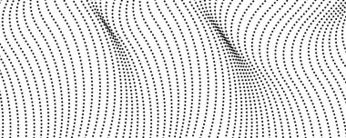 Yarım tonluk tek renkli arkaplan ve akışkan noktalar. Siyah beyaz soyut dalga dokusu. Vektör illüstrasyonu