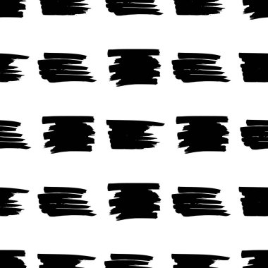 Seamless pattern with black marker scribbles on white background. Vector illustration