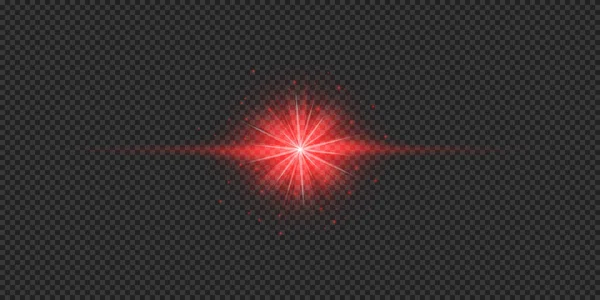 Light Effect Lens Flares Red Horizontal Glowing Light Starburst Effect — Stock Vector