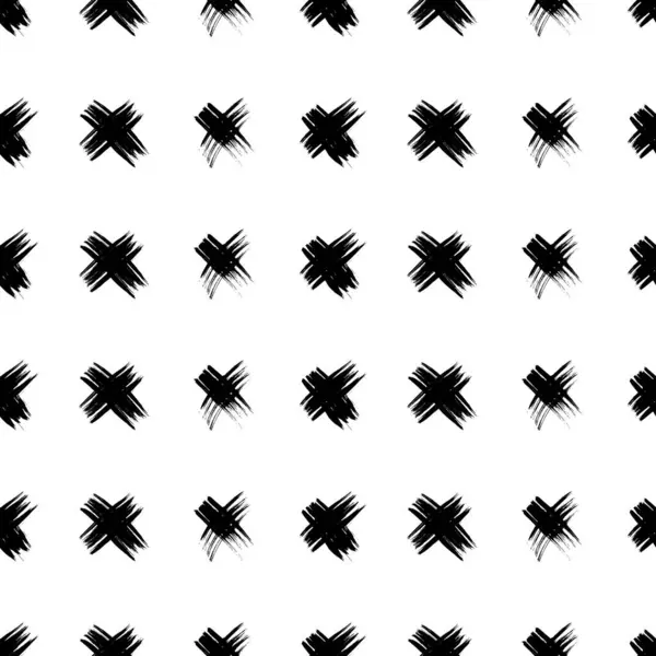 Seamless Pattern Hand Drawn Cross Symbols Black Sketch Cross Symbol — Stock Vector