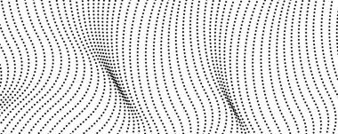 Yarım tonluk tek renkli arkaplan ve akışkan noktalar. Siyah beyaz soyut dalga dokusu. Vektör illüstrasyonu