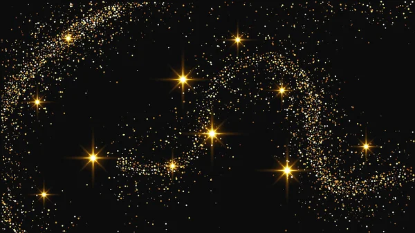 Oro Brillante Onda Confeti Polvo Estrellas Conjunto Tres Telones Fondo — Archivo Imágenes Vectoriales