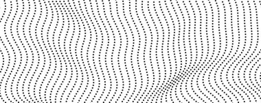 Yarım tonluk tek renkli arkaplan ve akışkan noktalar. Siyah beyaz soyut dalga dokusu. Vektör illüstrasyonu