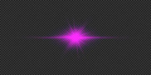 Licht Effect Van Lens Fakkels Paars Horizontaal Gloeiend Licht Starburst — Stockvector