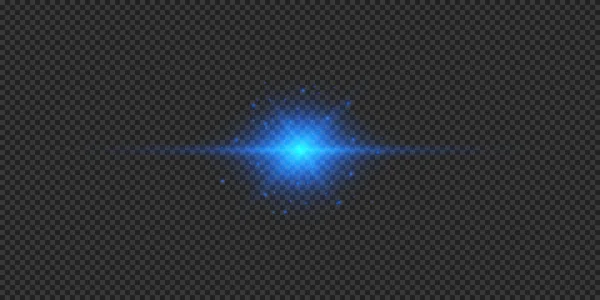 Light Effect Lens Flares Blue Horizontal Glowing Light Starburst Effect — Stock Vector