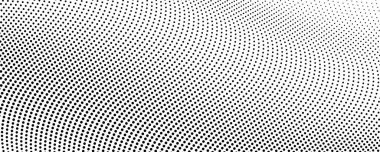 Yarım tonluk tek renkli arkaplan ve akışkan noktalar. Siyah beyaz soyut dalga dokusu. Vektör illüstrasyonu