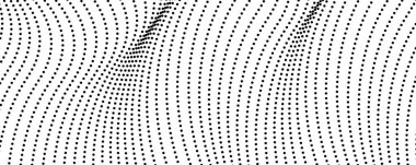 Yarım tonluk tek renkli arkaplan ve akışkan noktalar. Siyah beyaz soyut dalga dokusu. Vektör illüstrasyonu