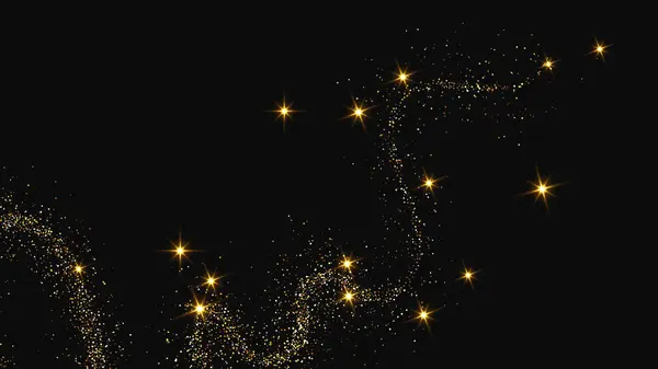 Oro Brillante Onda Confeti Polvo Estrellas Conjunto Tres Telones Fondo — Archivo Imágenes Vectoriales