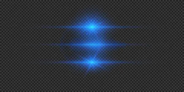 Light Effect Lens Flares Three Blue Horizontal Glowing Light Starburst — Stock Vector