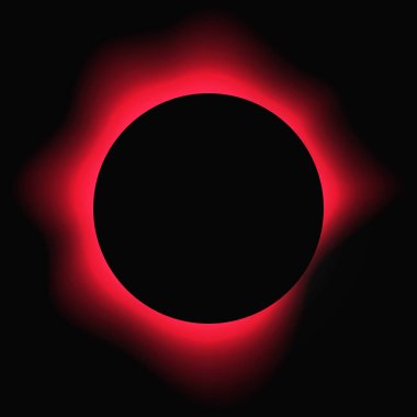 Circle illuminate frame with gradient. Red round neon banner isolated on black background. Vector illustration