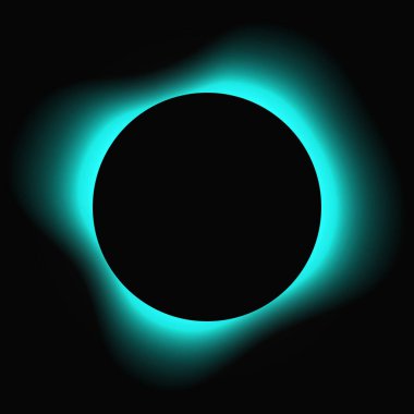 Circle illuminate frame with gradient. Blue round neon banner isolated on black background. Vector illustration