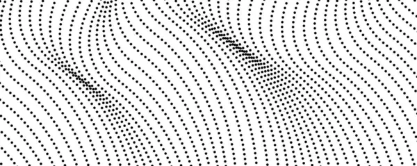 Yarım tonluk tek renkli arkaplan ve akışkan noktalar. Siyah beyaz soyut dalga dokusu. Vektör illüstrasyonu